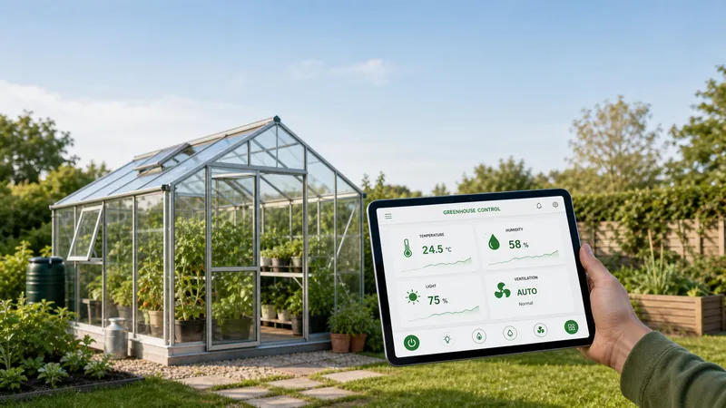 A greenhouse with a Raspberry Pi controlling climate and a camera monitoring crops